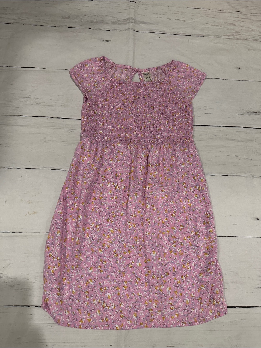 OshKosh B'gosh Pink Floral Smocked Cap-Sleeve Dress 12 girls